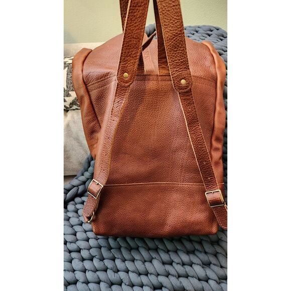 Portland Leather Goods Roll Top Backpack Sedona / Nutmeg Brown Pebbled Leather - Picture 12 of 15